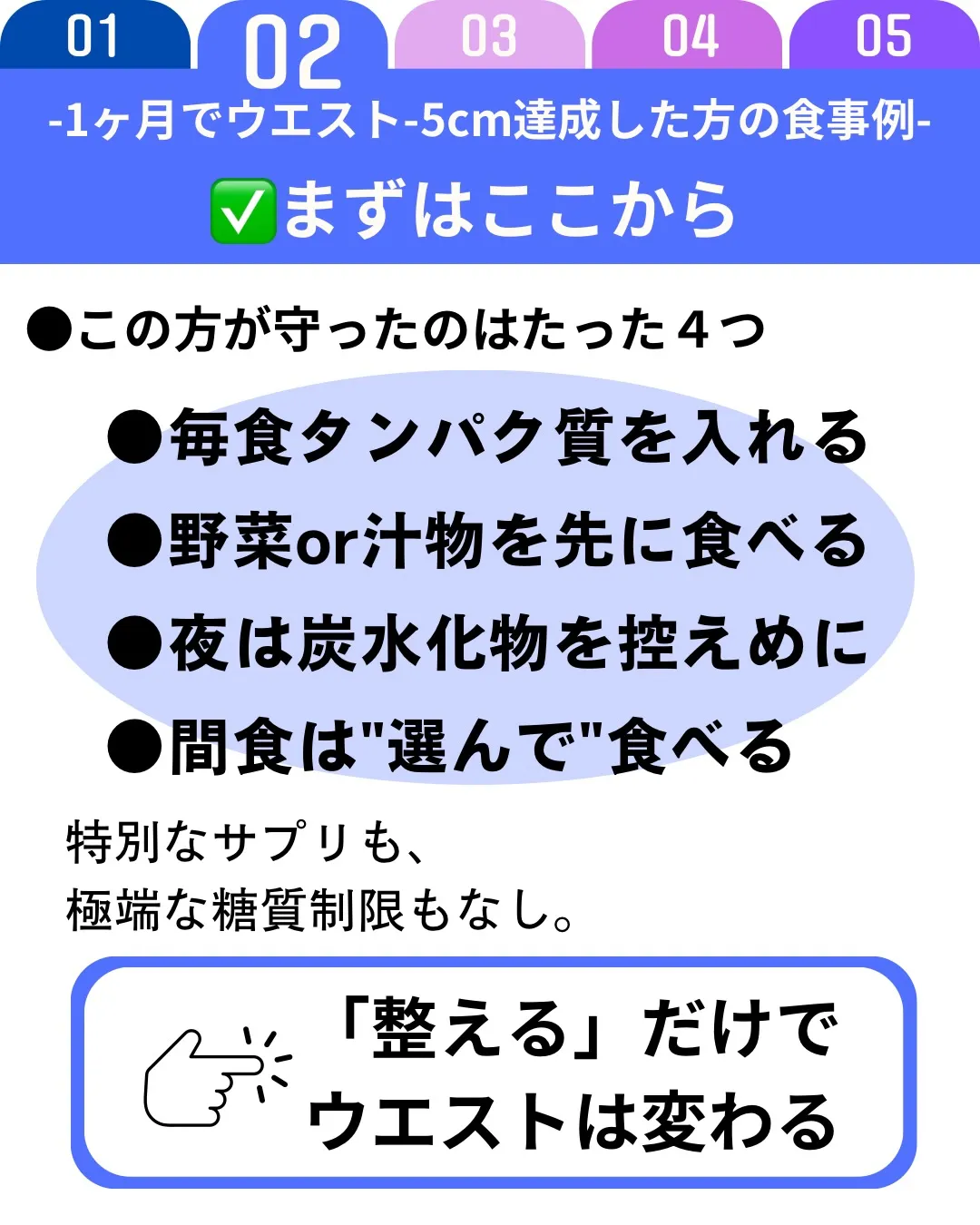 1ヶ月でウエスト−5cmを達成できた理由は、運動量よりもまず...