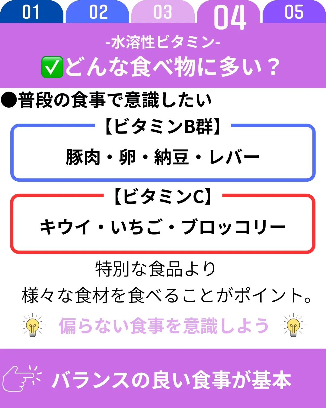水溶性ビタミンは、ビタミンB群やビタミンCの総称で、エネルギ...