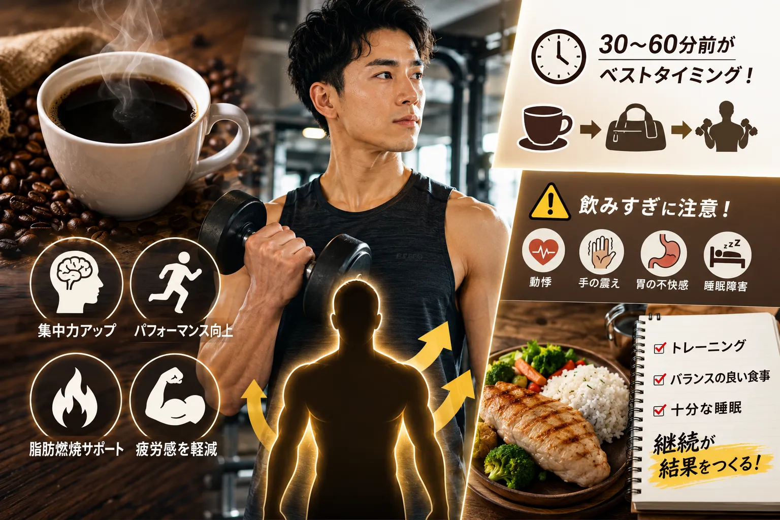 【筋トレとコーヒー】運動前に飲むと効果は上がる？パーソナルトレーナーが徹底解説