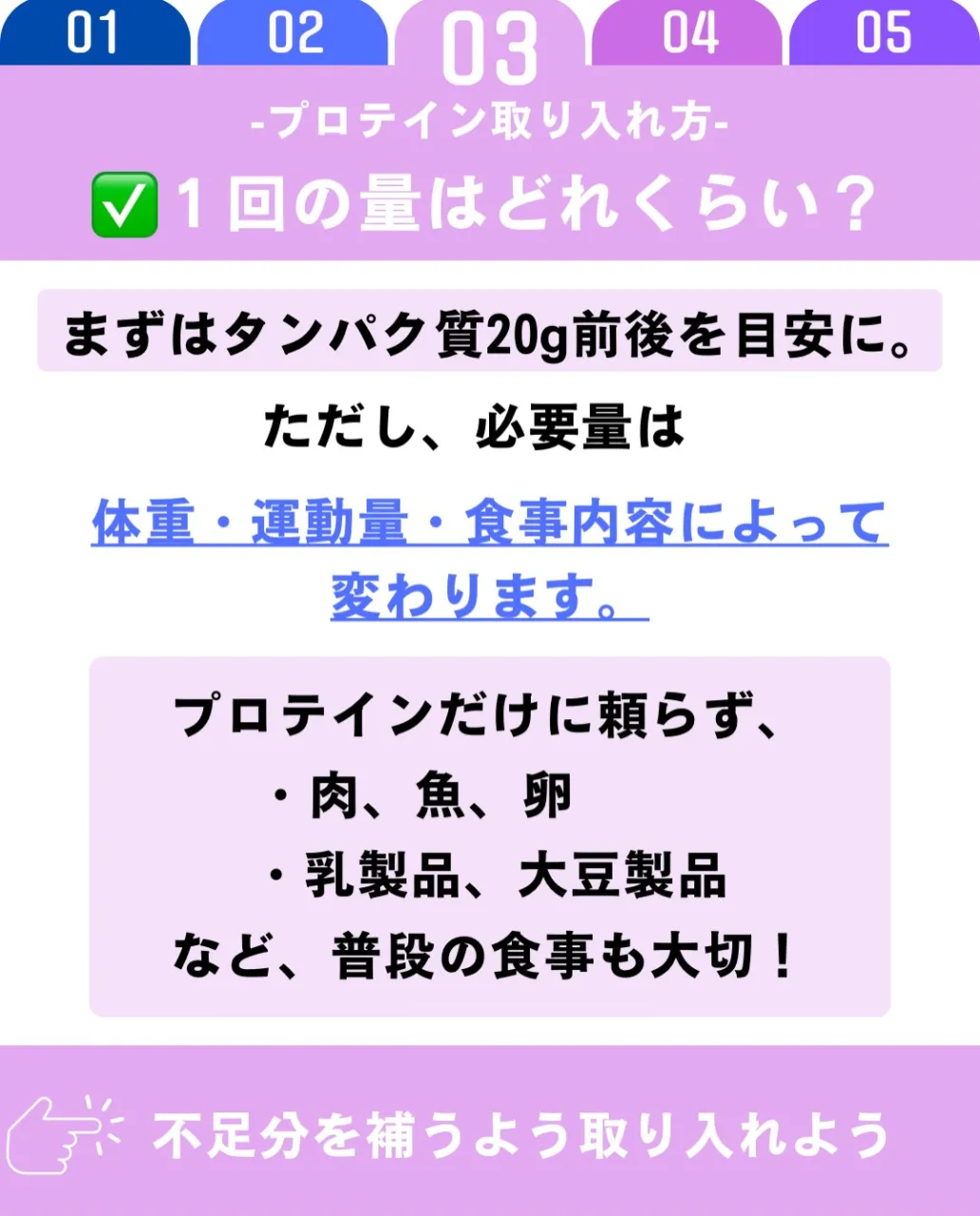 プロテインは、食事だけでは不足しがちなタンパク質を補うために...